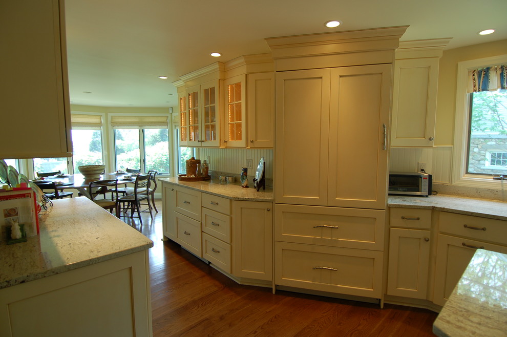 Fully Integrated Refrigerator Kitchen Beach with 36 Subzero 4 Granite