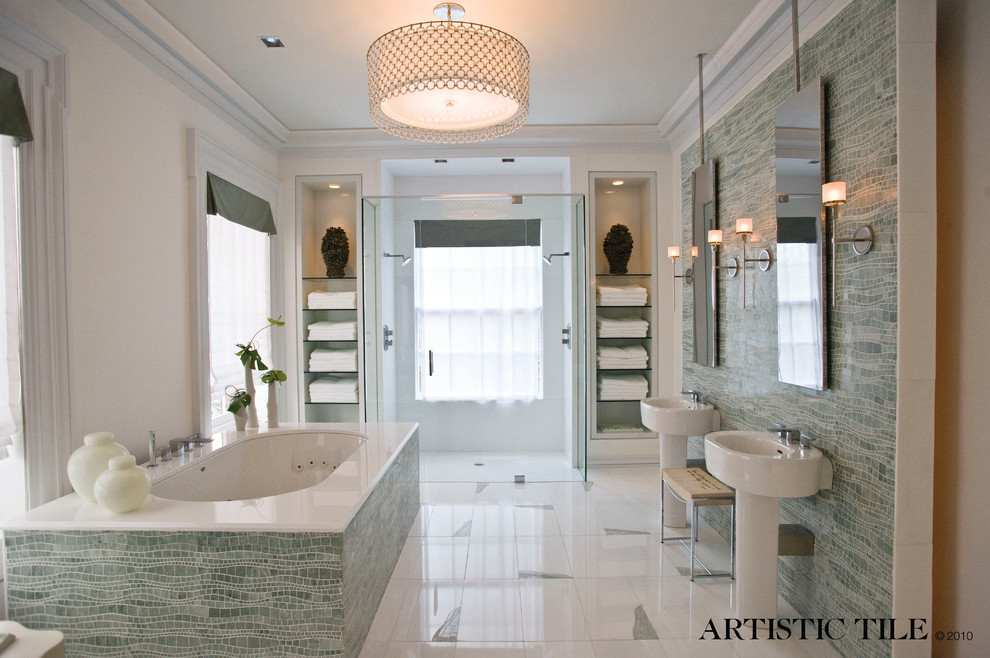 Fun Shower Curtains Bathroom Contemporary with Artistis Tile Stone Mosaic