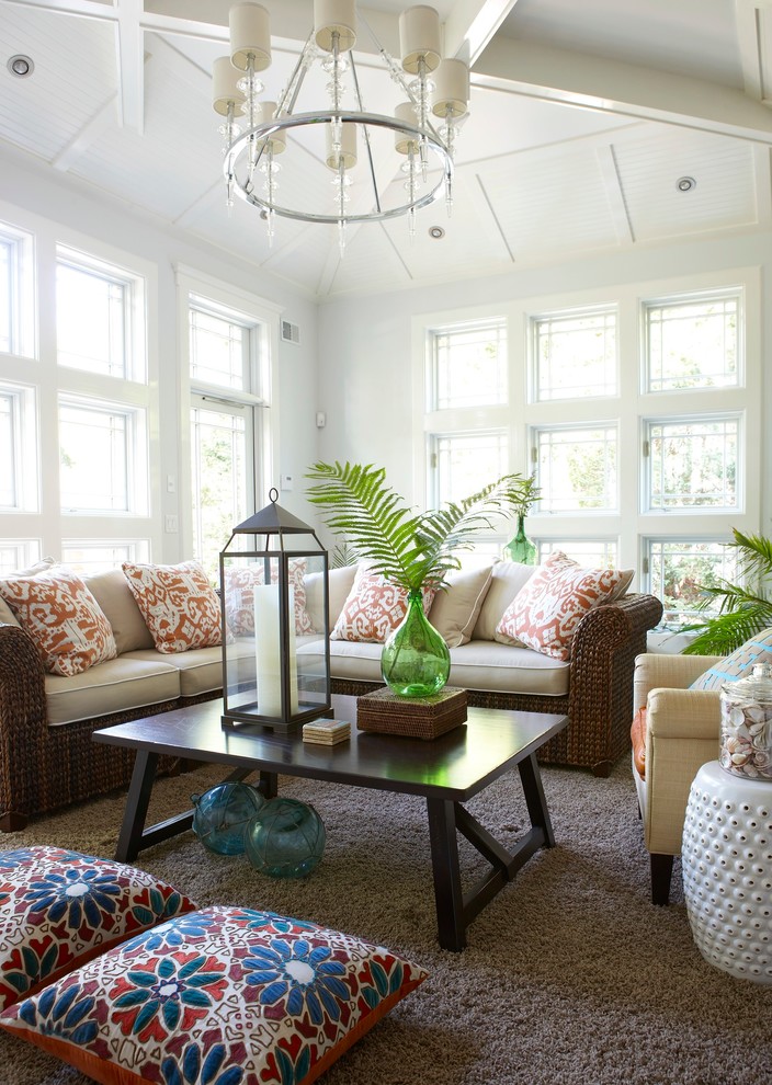 Furniture for Sunroom Sunroom Beach with Beachy Casual Floral Pillows