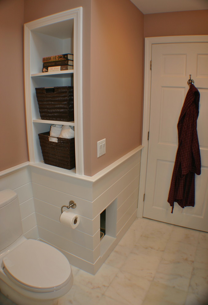 Galvanized Sheet Metal Bathroom Transitional with Litter Box Marble Floor