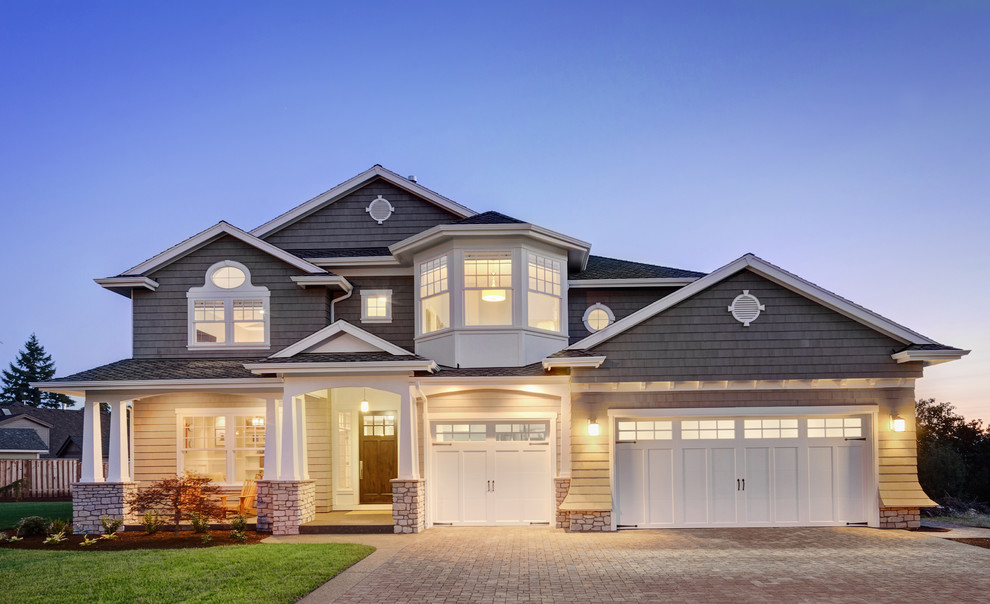 Garage Door Hardware Exterior Traditional with Bay Window Covered Entry