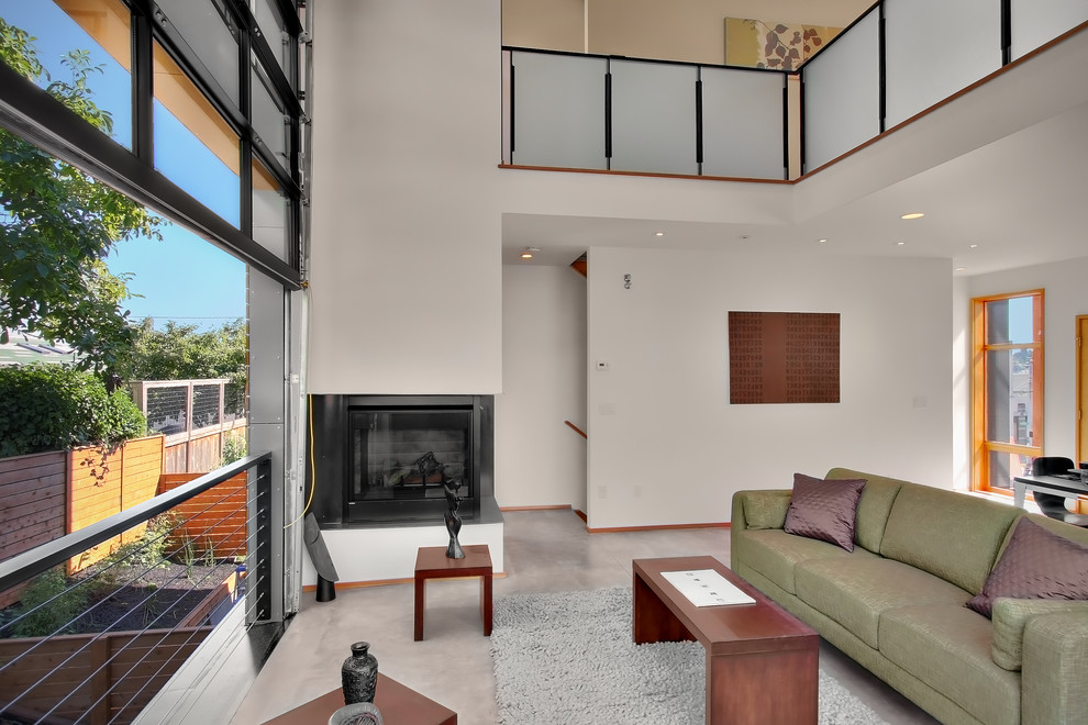 Garage Door Ideas Living Room Contemporary with Area Rug Balcony Cable