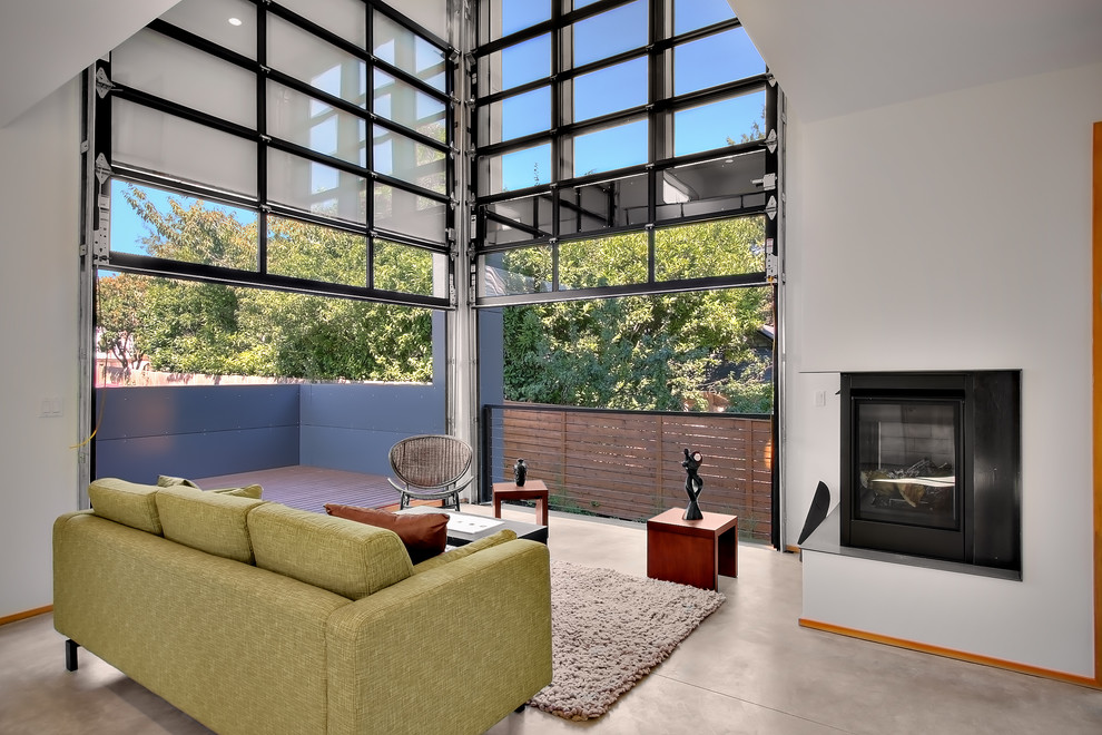 Garage Door Ideas Living Room Industrial with Area Rug Balcony Cable
