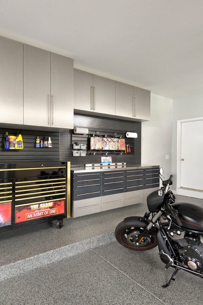Garage Workbench Ideas Garage and Shed Contemporary with Beige Cabinets Built in Cabinets
