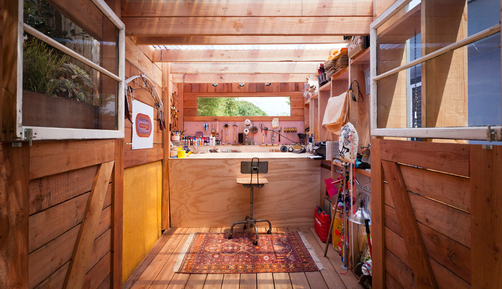 Garbage Can Shed Garage and Shed Contemporary with Industrial Barstool Tool Shed