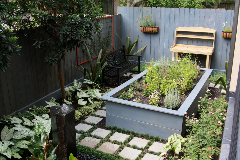 Garden Bench Ideas Landscape Eclectic with Bench Espalier Hanging Baskets