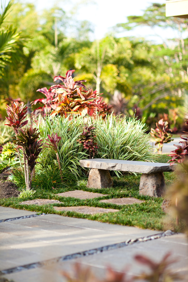 Garden Bench Ideas Landscape Tropical with Bushes Concrete Bench Concrete