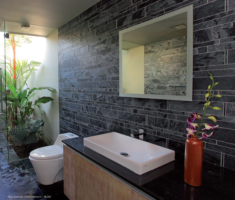 Gas Fireplace Ideas Bathroom Contemporary with Indoor Garden Natural Stone