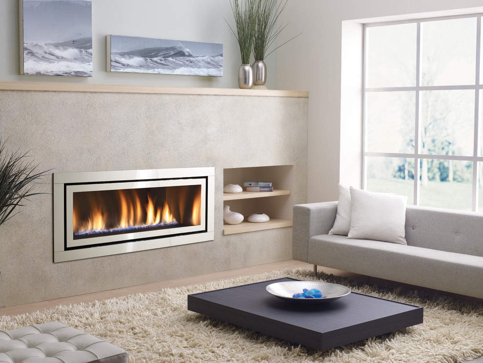 Gas Fireplace Ideas Living Room with Barcelona Chair Beige Rug