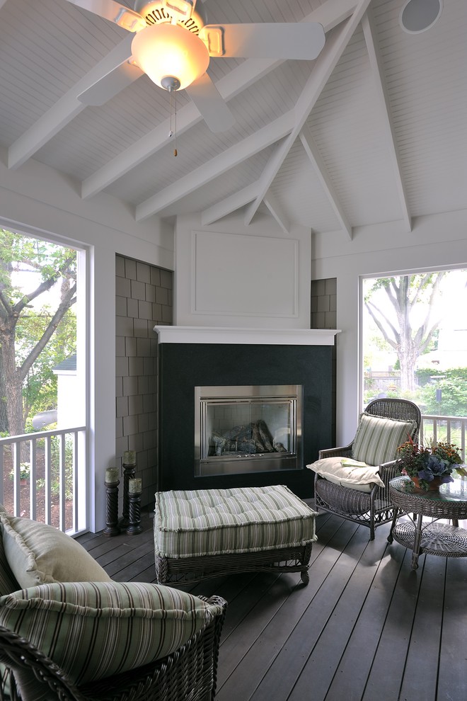 Gas Fireplace Ideas Porch Traditional with Ceiling Fan Covered Patio