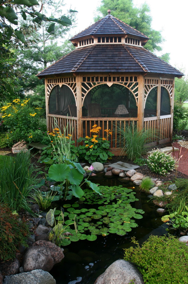 Gazebo Designs for Backyards Landscape Tropical with Aquatic Garden Boulder Enclosed