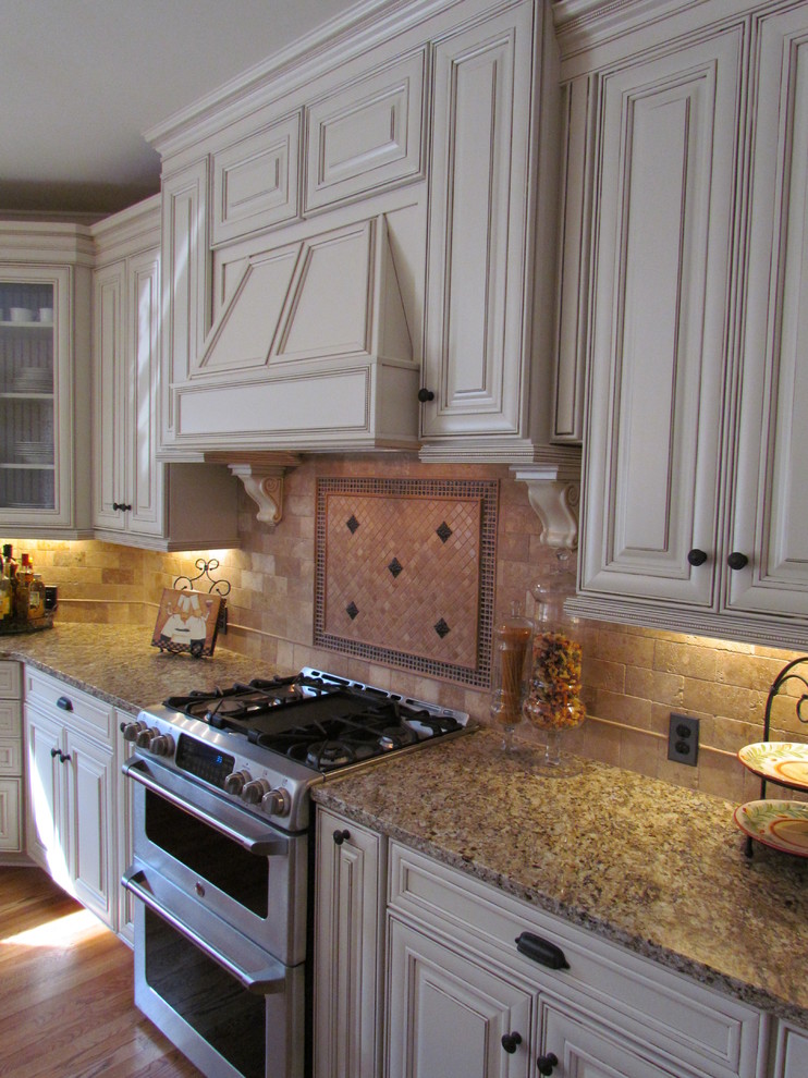 Ge Cafe Double Oven Kitchen Traditional with Built in Range Hood Corbles