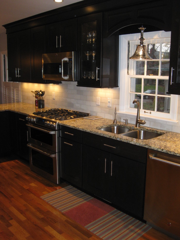 Ge Cafe Double Oven Kitchen Traditional with Chandelier Crown Detail Dark