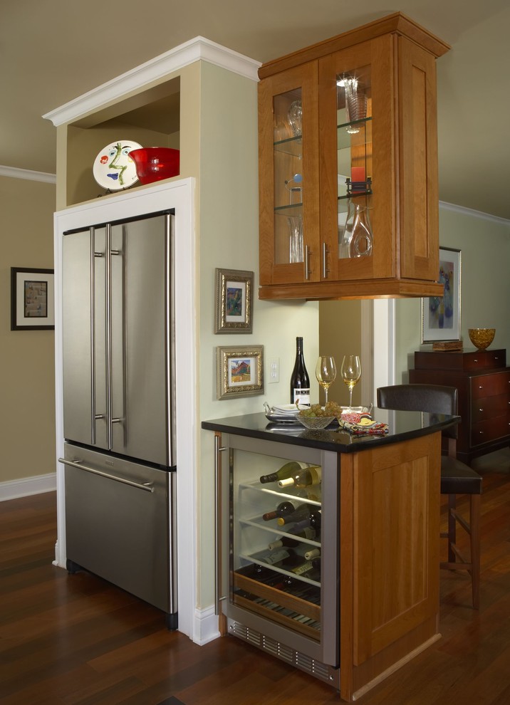 Ge Monogram Wine Cooler Kitchen Contemporary with Baker Furniture Cherry Counter