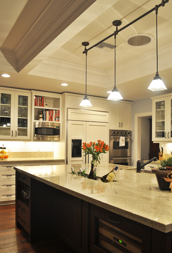 Ge Monogram Wine Cooler Kitchen Traditional with Cabinet Front Refrigerator Coffered