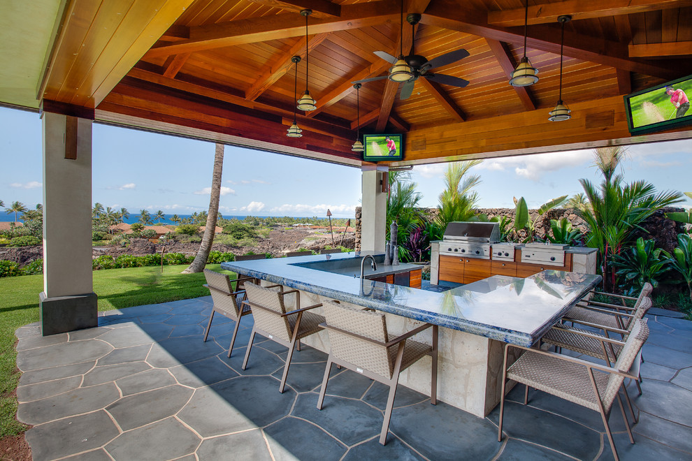 Gifts for Cooks Patio Tropical with Blue Granite Counter Ceiling