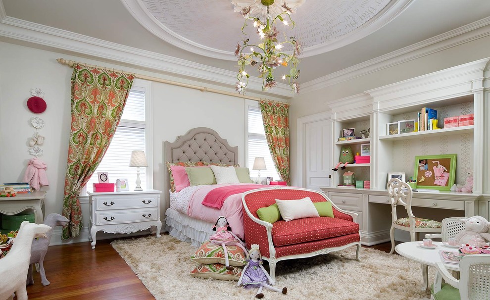 Girls Room Chandelier Kids Traditional with Built in Desk Chandelier Curtain