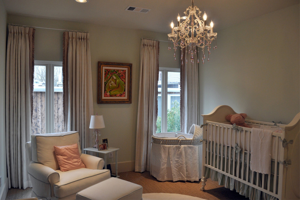 Girls Room Chandelier Nursery Traditional with Armchair Bassinet Crib Crib