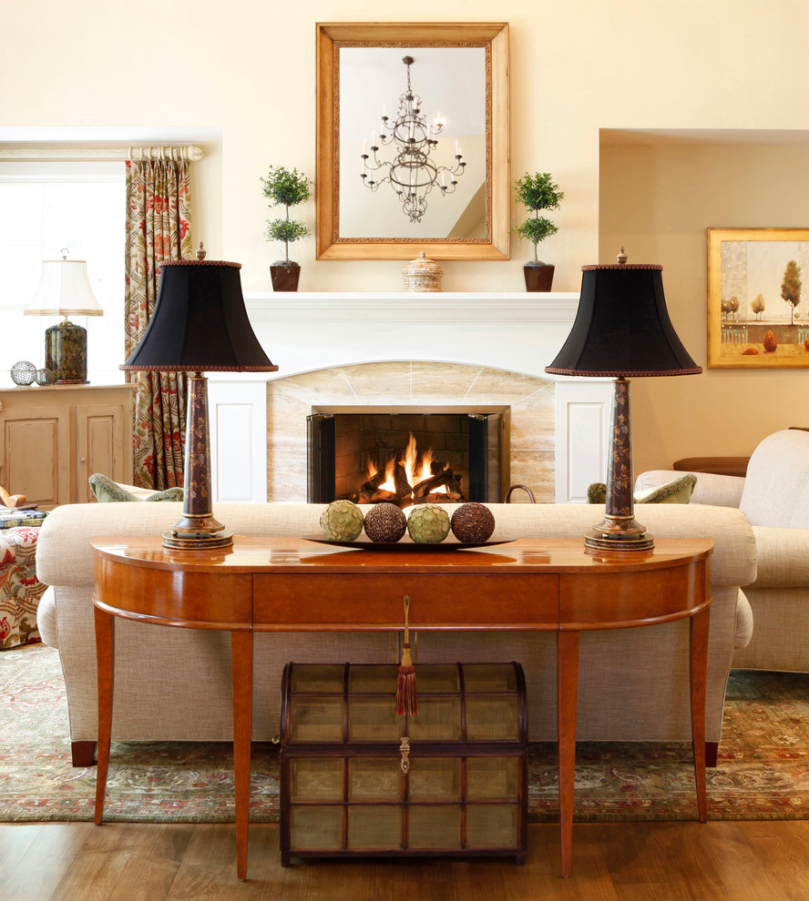 Glass Ball Table Lamp Family Room Traditional with Console Table Cream Walls