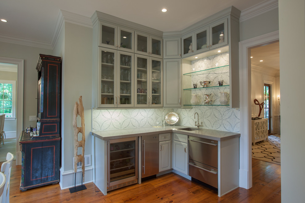 Glass Beverage Dispenser Kitchen Traditional with Crown Molding Frame And