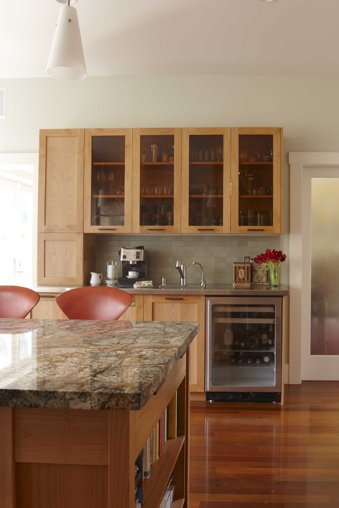 Glass Beverage Dispenser Kitchen Transitional with Bar Breakfast Bar Eat
