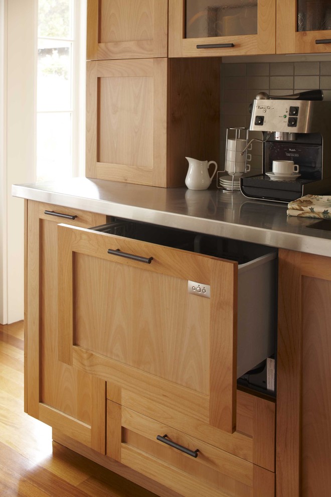 Glass Beverage Dispenser with Metal Spigot Kitchen Transitional with Cabinet Dishwasher Drawer Pull