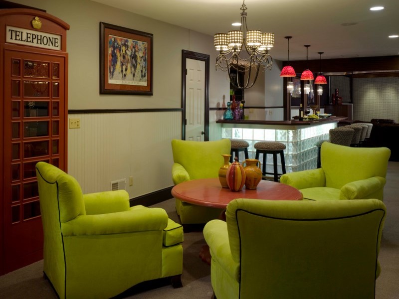 glass block bar Basement Eclectic with ASID award wining design