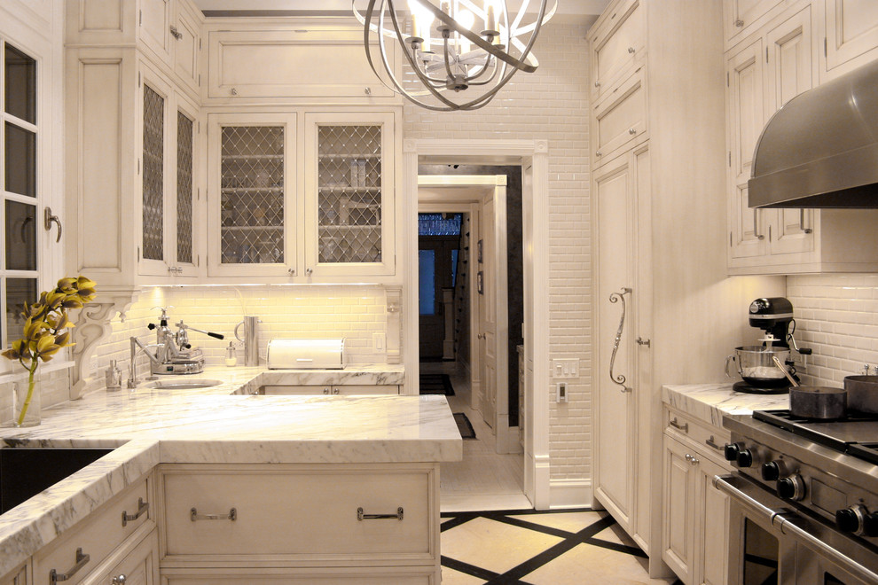 Glass Cabinet Doors Kitchen Traditional with Black and White Breadbox