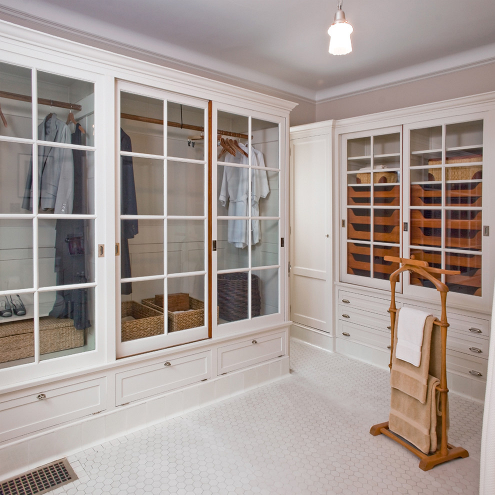 Glass Closet Doors Bathroom Traditional with Arm Chair Artwork Brass