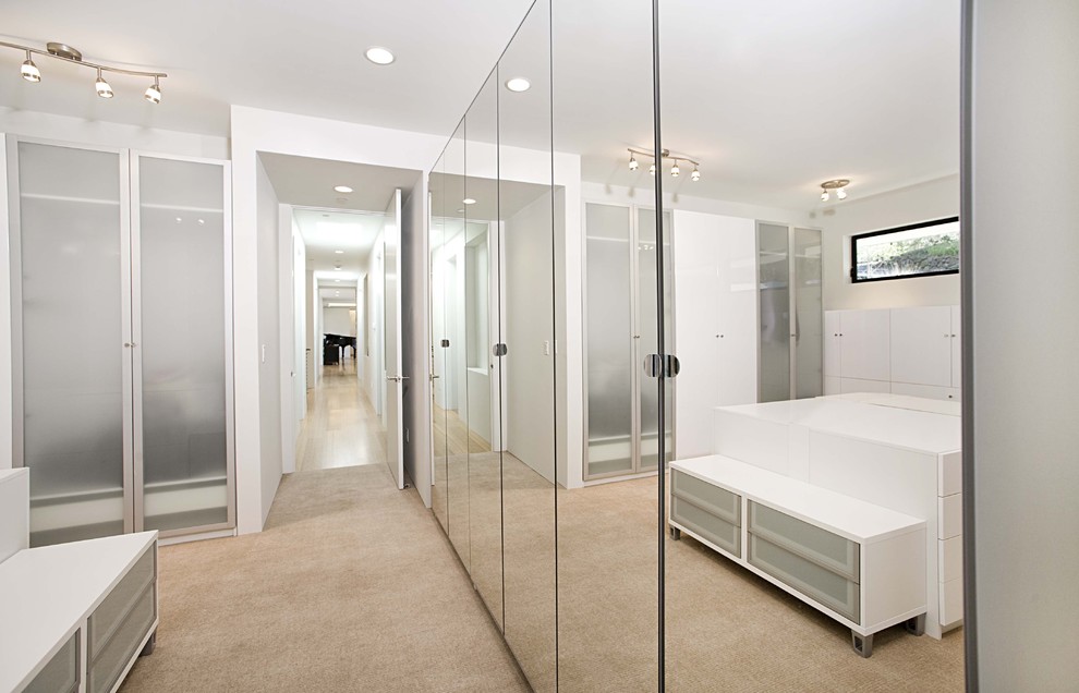 Glass Closet Doors Closet Contemporary with Built Ins Ceiling Lighting