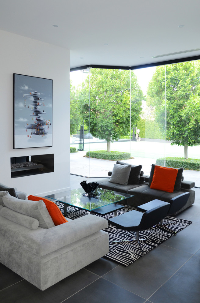 Glass Cocktail Tables Living Room Contemporary with Black and White Rug