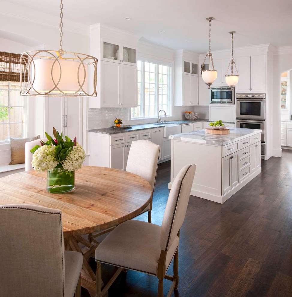 Glass Counter Height Table Kitchen Traditional with Aran Azul Granite Backsplash