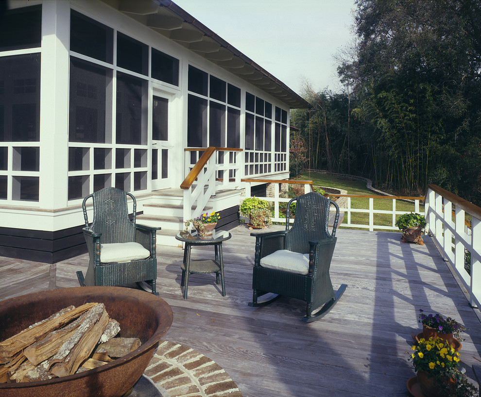 Glass Enclosed Porch Porch Farmhouse with Brick Container Plant Deck