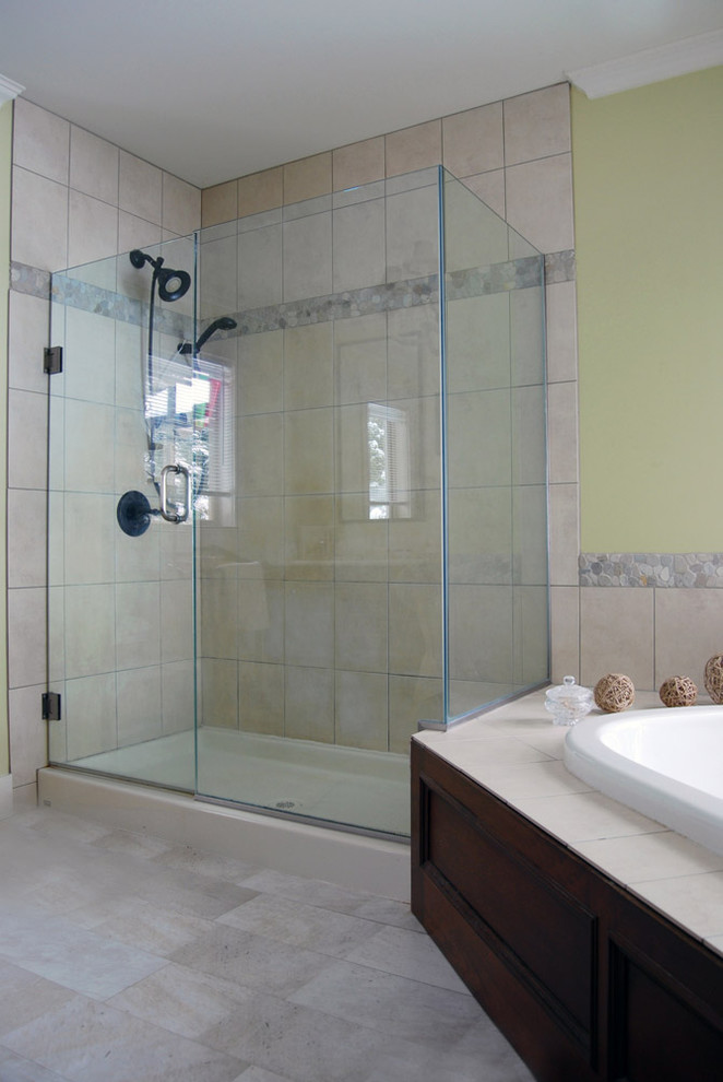 Glass Enclosed Shower Bathroom Farmhouse with None 
