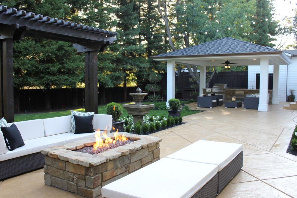 Glass Fire Pit Patio Traditional with Backyard Bbq Bead Board