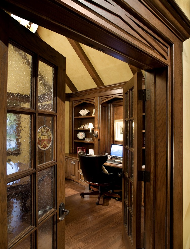 Glass Kitchen Cabinet Doors Home Office Traditional with Built in Desk Built In