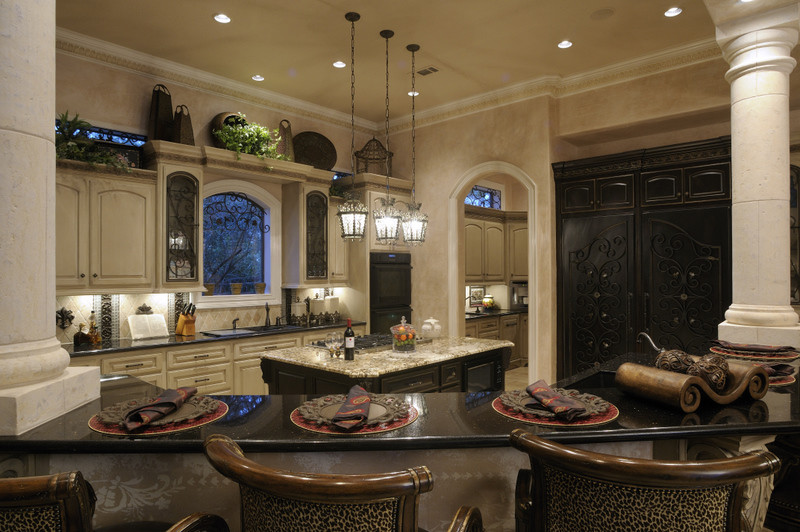 Glass Kitchen Cabinet Doors Kitchen Mediterranean with Cabinets Columns Granite Iron