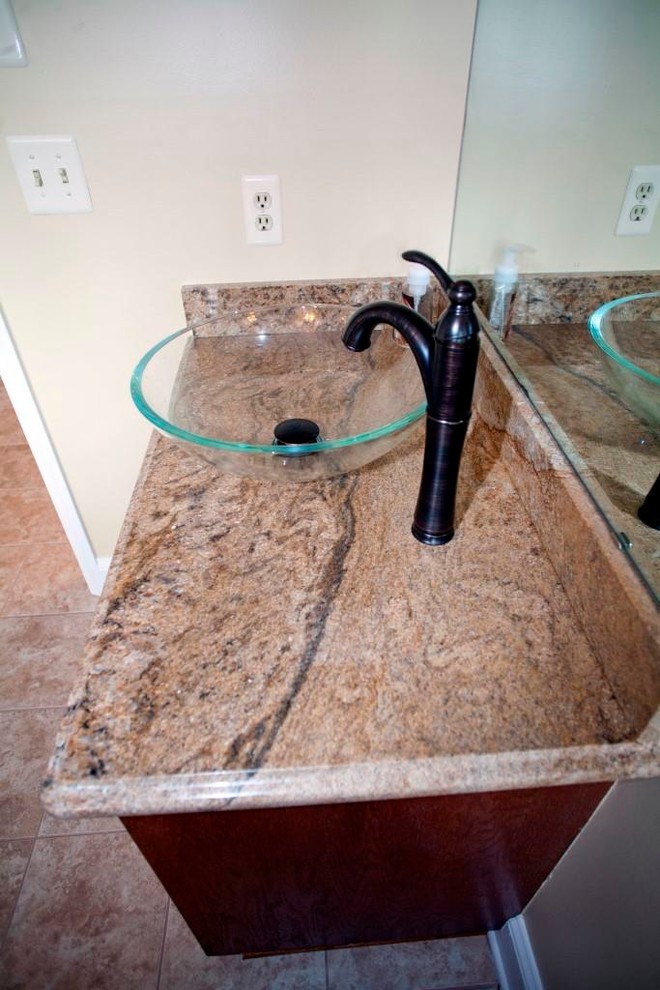 Glass Pedestal Sink Spaces Traditional with None 