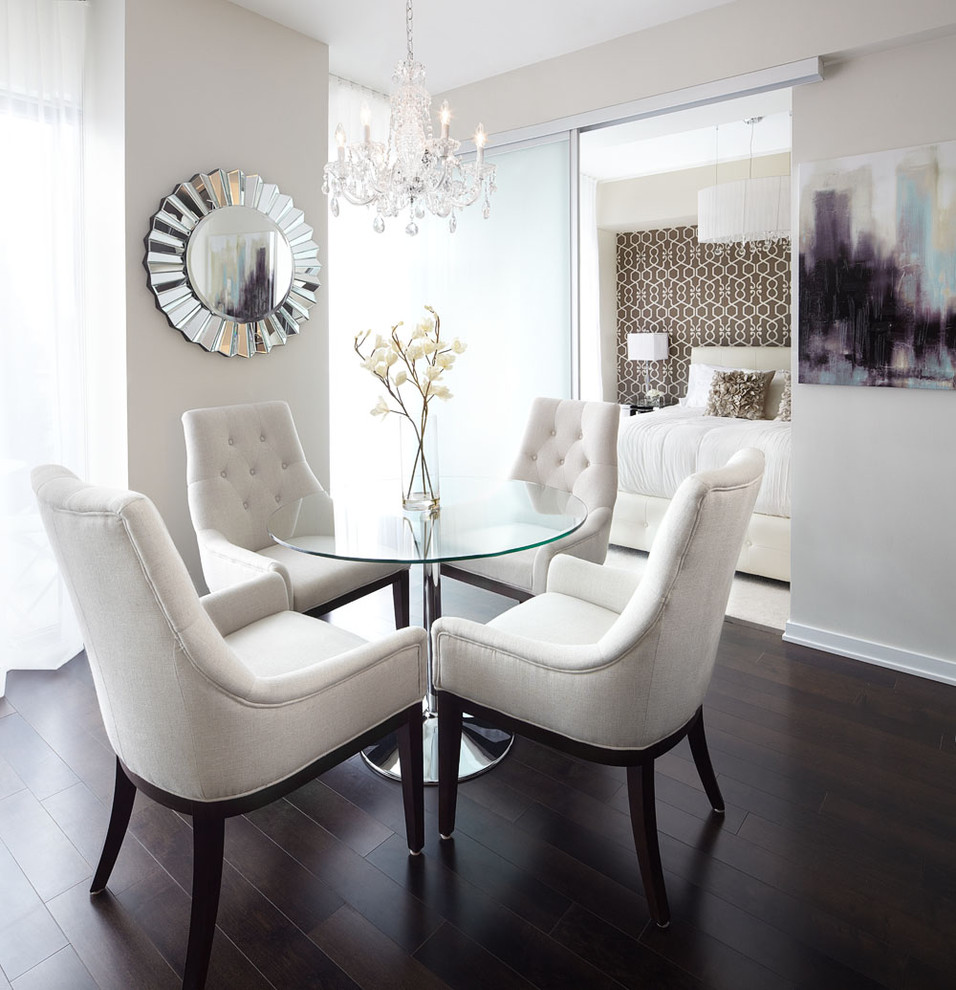 Glass Pedestal Table Dining Room Contemporary with Apartment Barn Door Bedroom