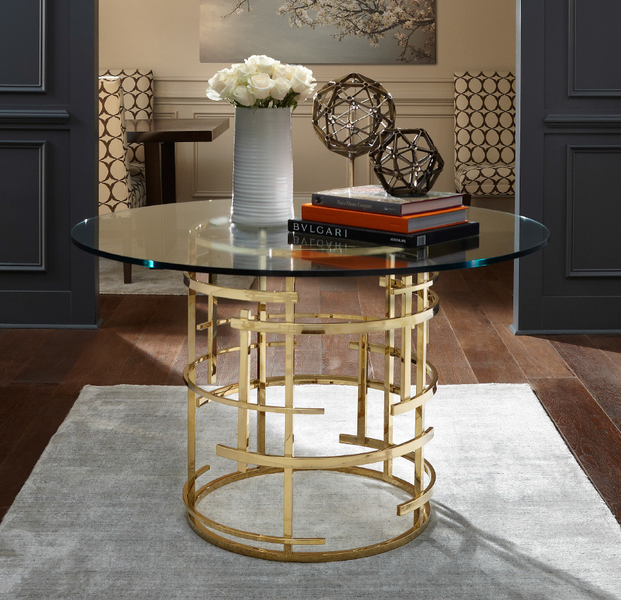 Glass Pedestal Table Entry Modern with Accessories Artwork Chests Console