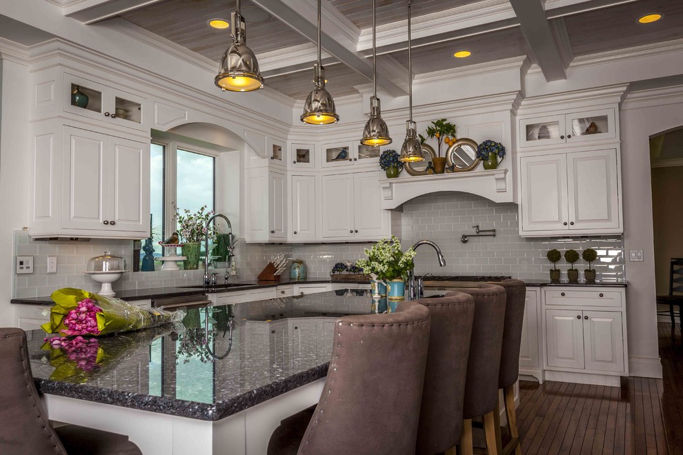 Glass Subway Tile Backsplash Kitchen Traditional with None 1