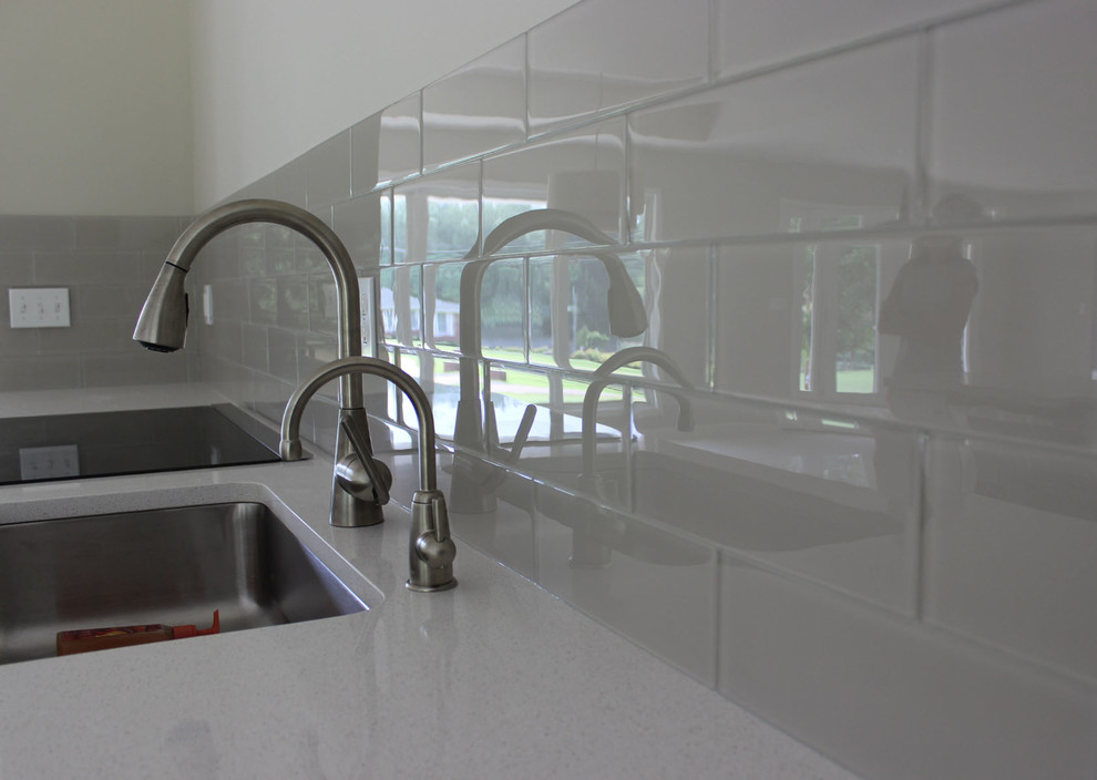 Glass Subway Tile Kitchen Kitchen Contemporary with 4 X 12 Tile