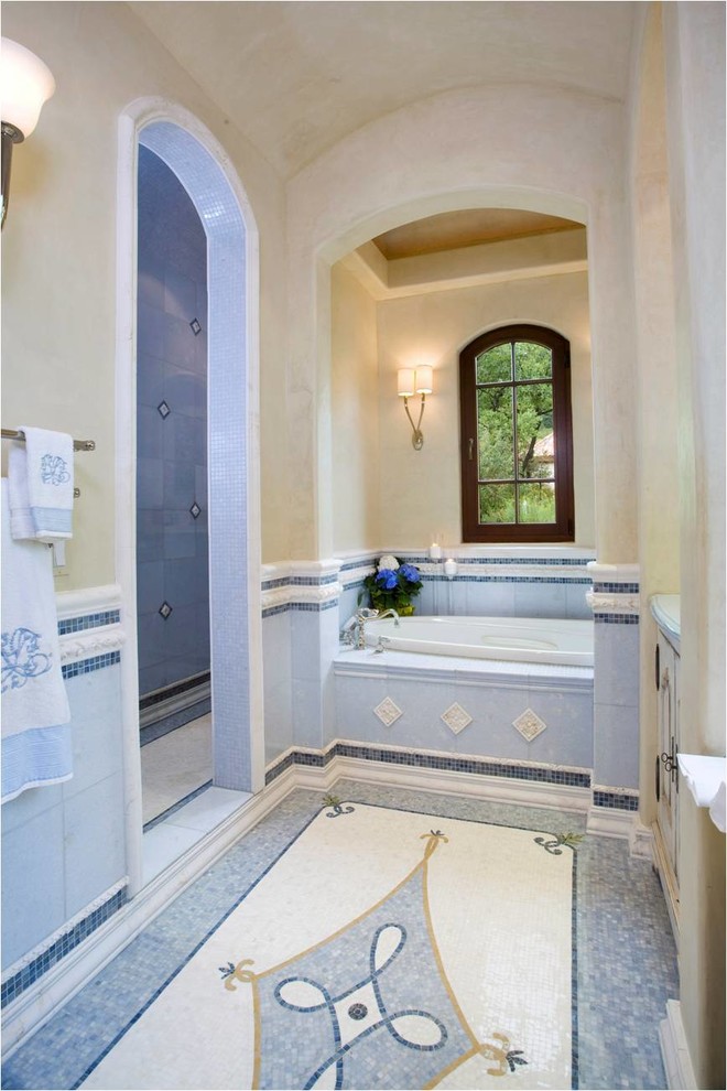 Glass Subway Tile Shower Bathroom Contemporary with None 