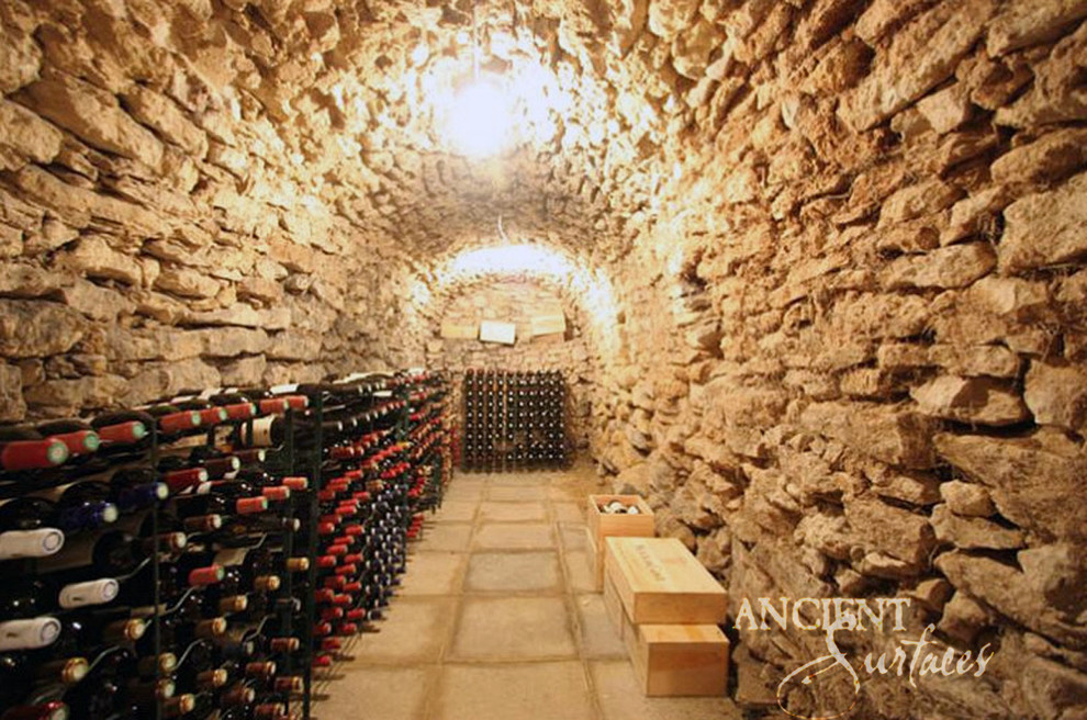 Glass Table Bases Wine Cellar Traditional with Antique Arcane Stone Antique