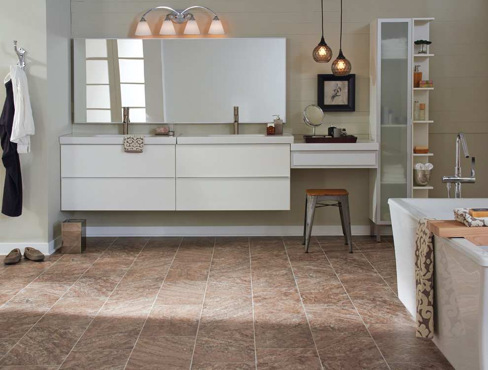 Glass Tile Countertop Spaces Contemporary with Contemporary Bathroom Fiberfloor Healthy