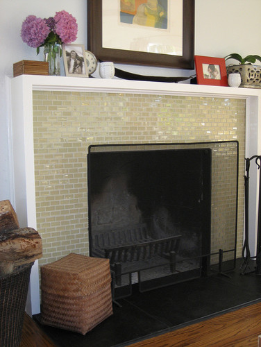 Glass Tile Fireplace Spaces with Fireplace 1