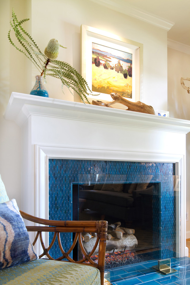 Glass Tile Fireplace Surround Living Room Beach with 1700 Sq Ft Albescent