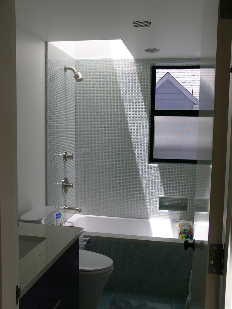 Glass Tile Shower Walls Bathroom Contemporary with Bath Blomberg Window Duravit