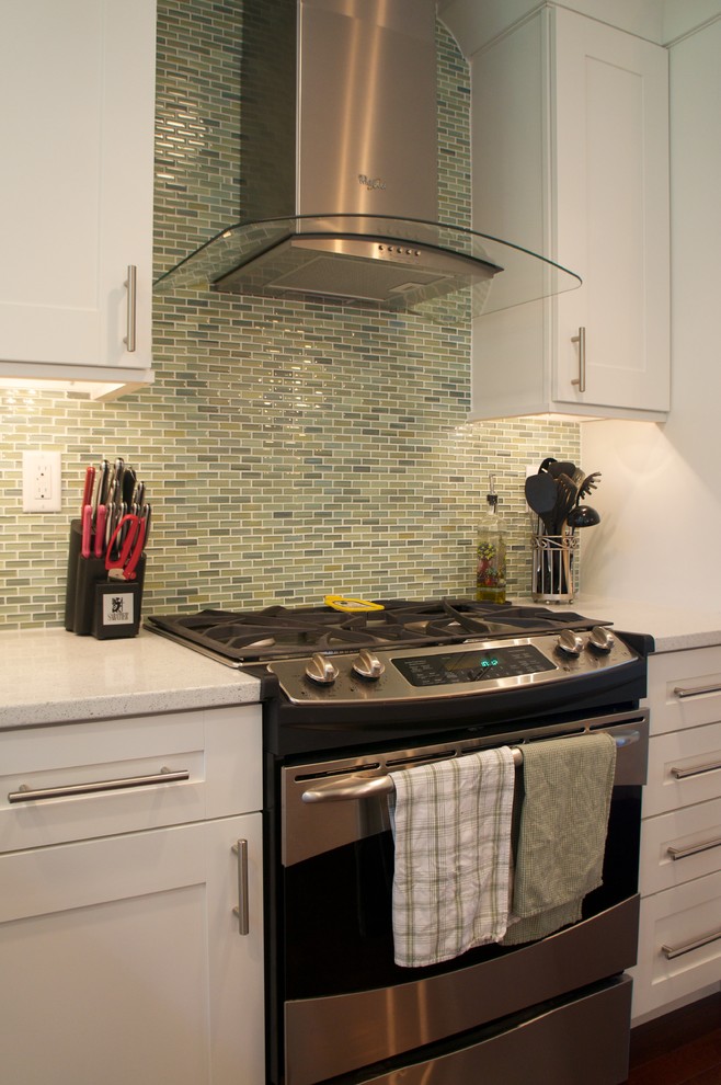 Glass Vent Hood Kitchen Contemporary with Glass Tile Backsplash Glass