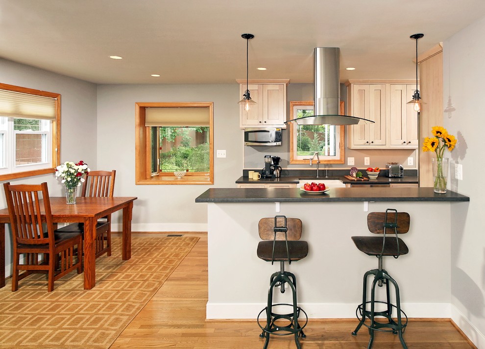 Glass Vent Hood Kitchen Traditional with Area Rug Baseboards Breakfast